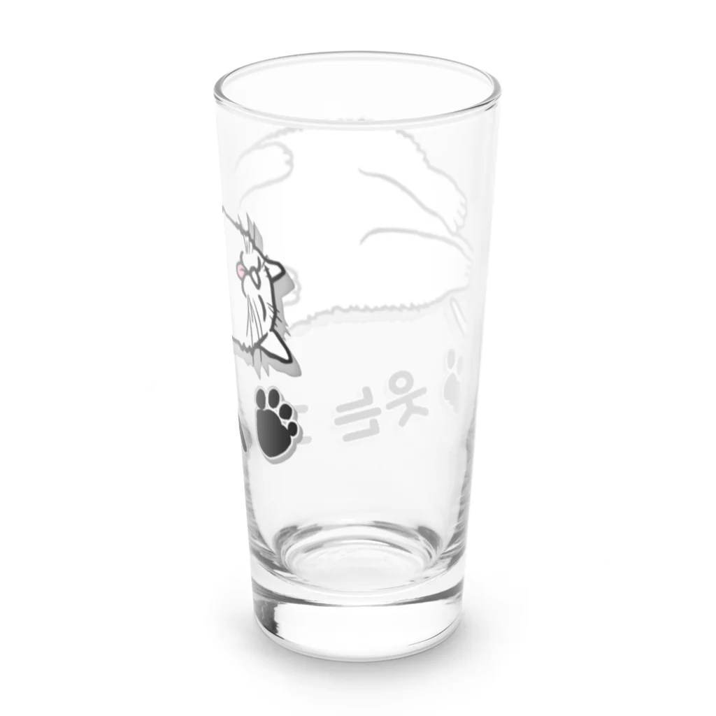 LalaHangeulのヘソ天猫さん(ハングル) Long Sized Water Glass :right