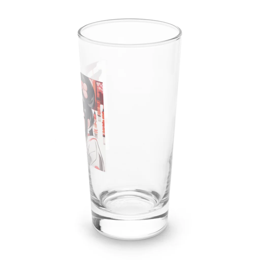 ワンダーワールド・ワンストップの巫女服を着た綺麗なポニーテール女性のグッズ Long Sized Water Glass :right