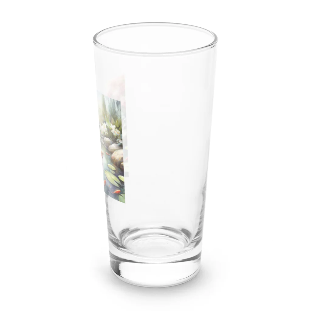 ワンダーワールド・ワンストップの鯉が泳いでいる水彩画調の池③ Long Sized Water Glass :right