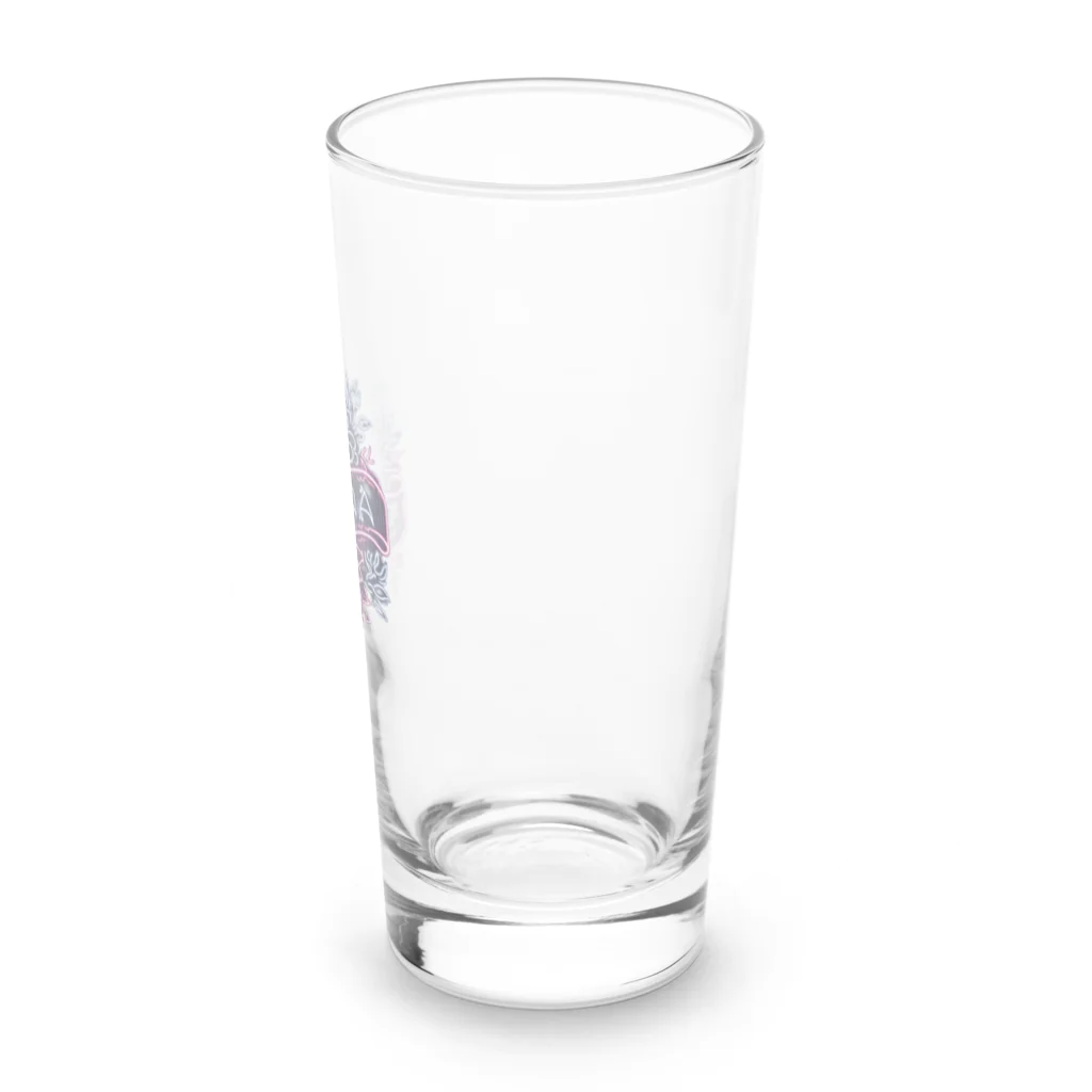 N SAUNA LOGOのネオン風花柄サウナロゴ11　花柄ver.4 Long Sized Water Glass :right