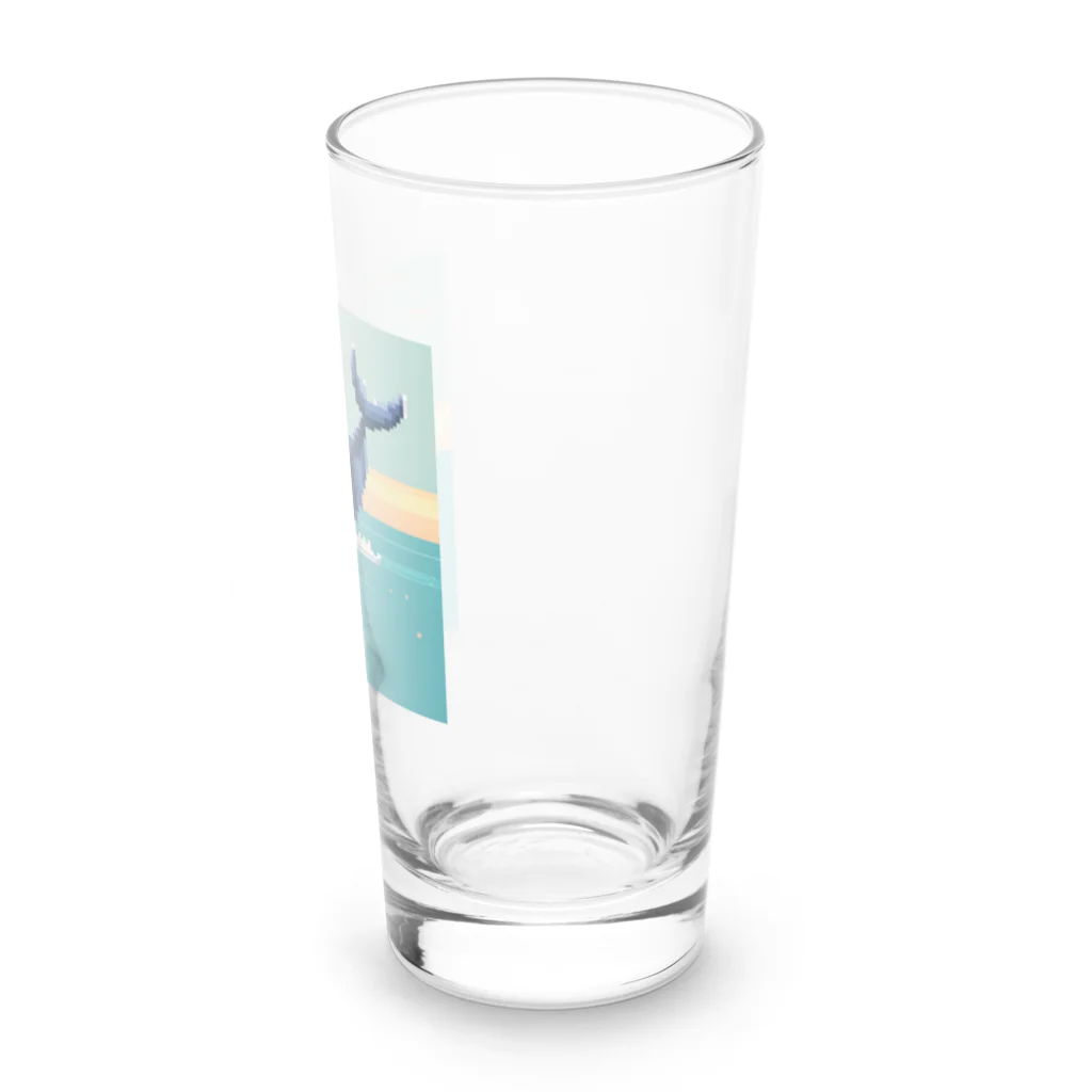 フリーダムの海の力強き舞踏者、クジラ　ピクセルアート Long Sized Water Glass :right