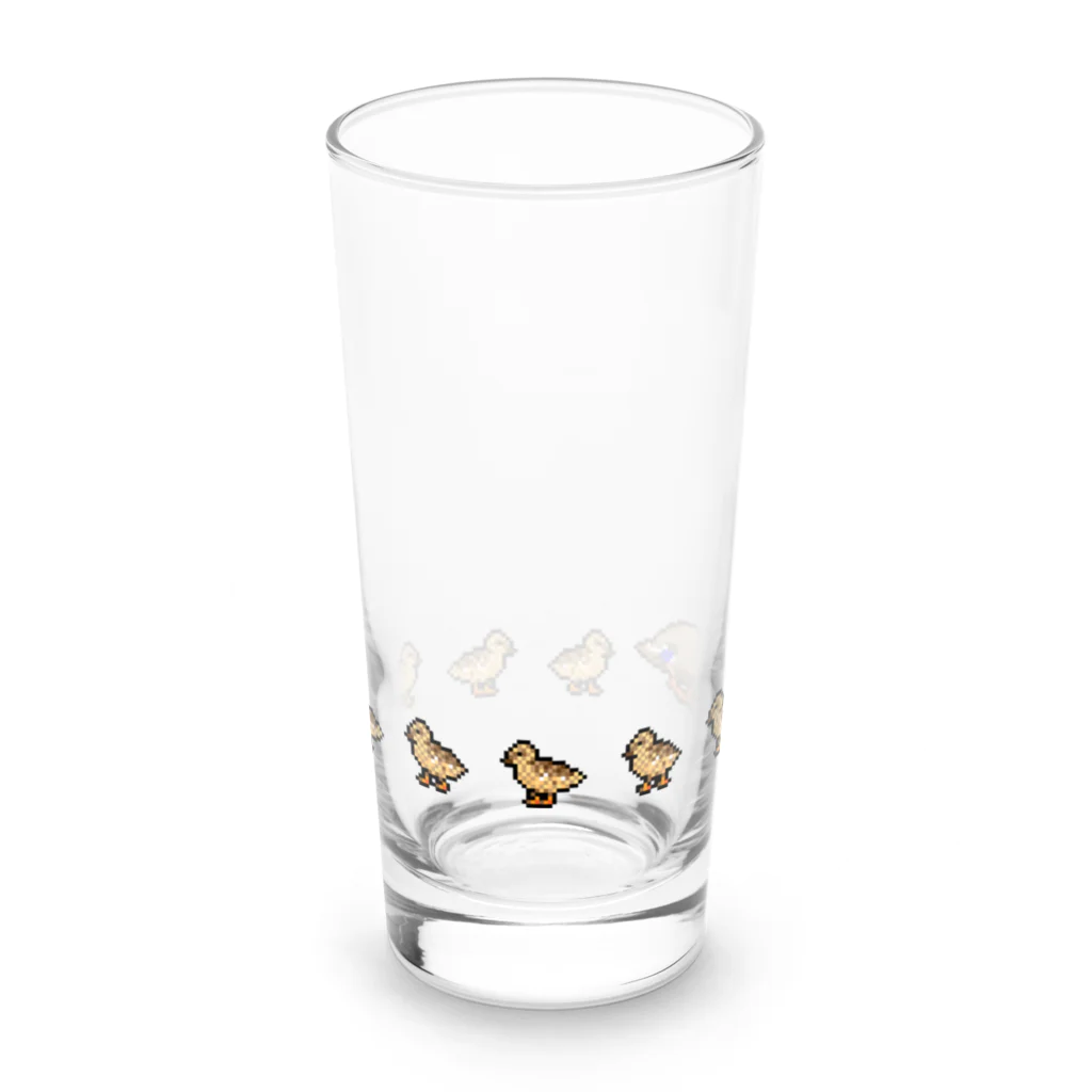 naturaloopのドット絵カルガモ親子の行列 Long Sized Water Glass :right