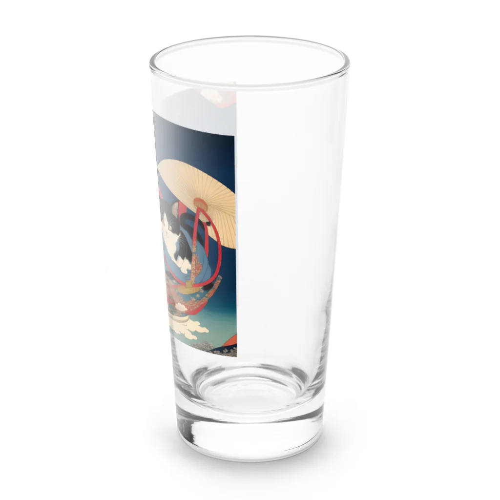 ちょいダサアイテムショップの浮世絵ににゃんこ足跡：モダン和風デザイン画 Long Sized Water Glass :right