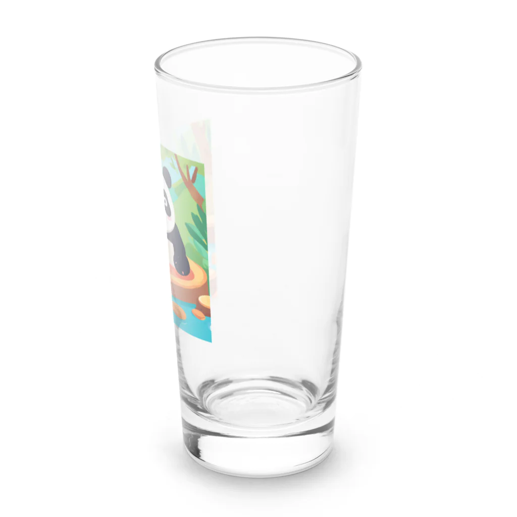 萌えキャラ大好きの温泉を楽しむパンダイラストのグッズ Long Sized Water Glass :right