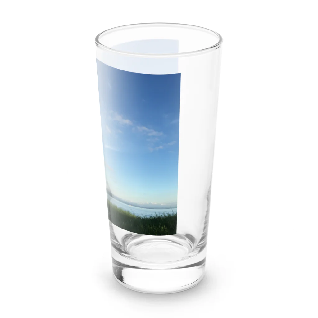 ブルームーンのあおぞらとびわこにいやされます。 Long Sized Water Glass :right