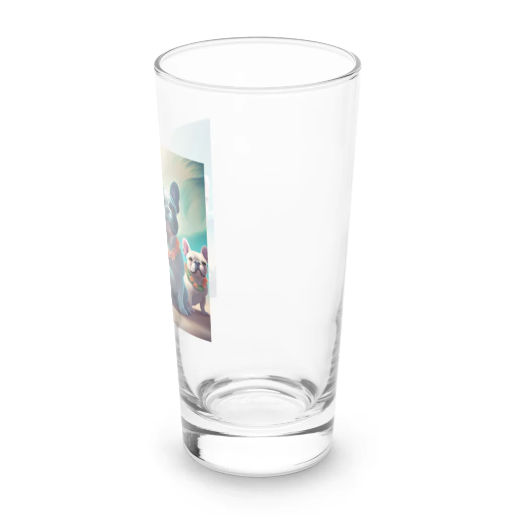 ChicCanvas Boutiqueのハワイアンで佇むフレンチブルドッグ達 Long Sized Water Glass :right