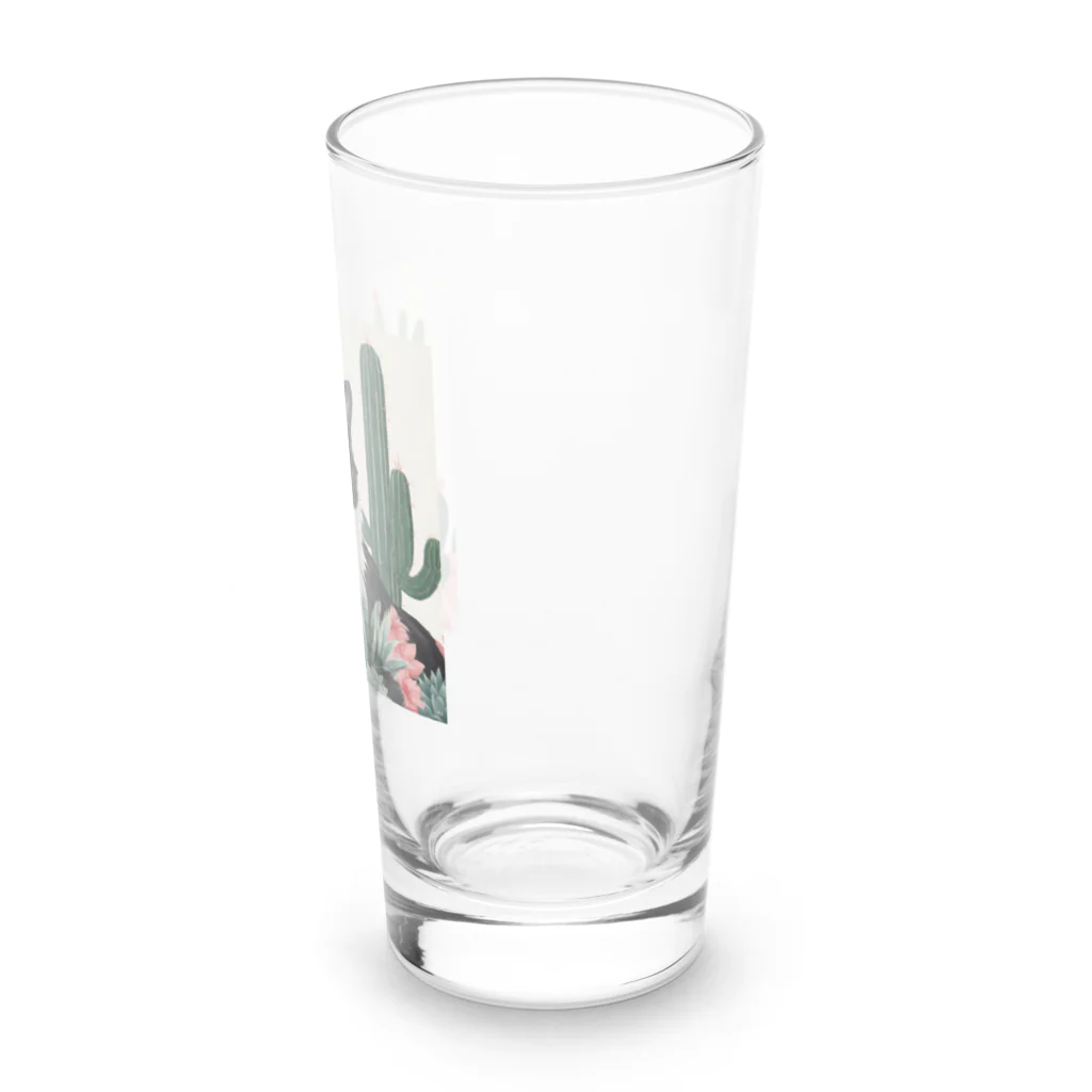 capcat1919のハチワレ白黒猫とサボテン Long Sized Water Glass :right