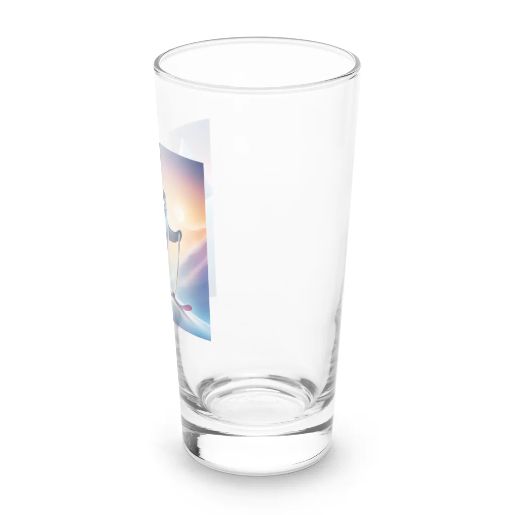 Yumexのスキーをするペンギンのペーくん Long Sized Water Glass :right