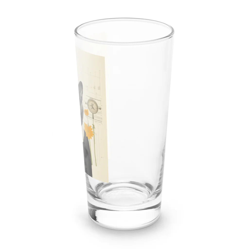 4628 - 萬屋 -の襟付き黒猫 Long Sized Water Glass :right