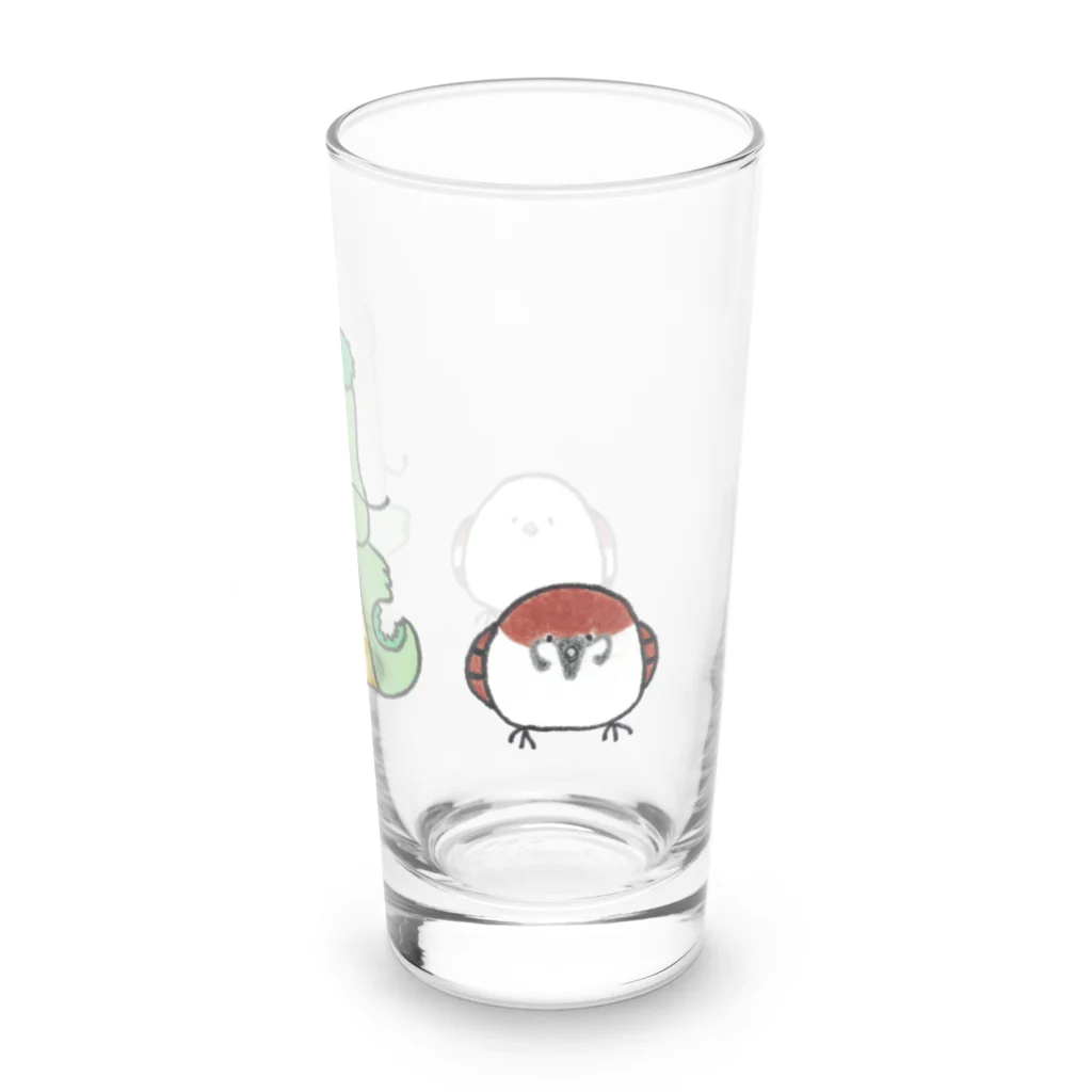 森図鑑の[森図鑑] 龍と雀とシマエナガ Long Sized Water Glass :right