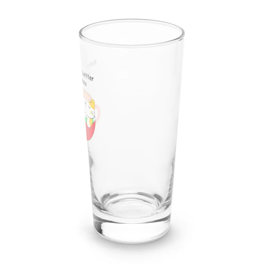 ポンキチはうすの緑茶でリラックス猫 Long Sized Water Glass :right