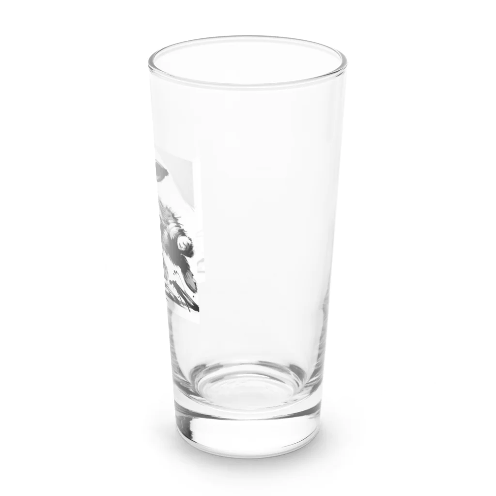 ＊の墨絵うさぎ“切磋琢磨” Long Sized Water Glass :right