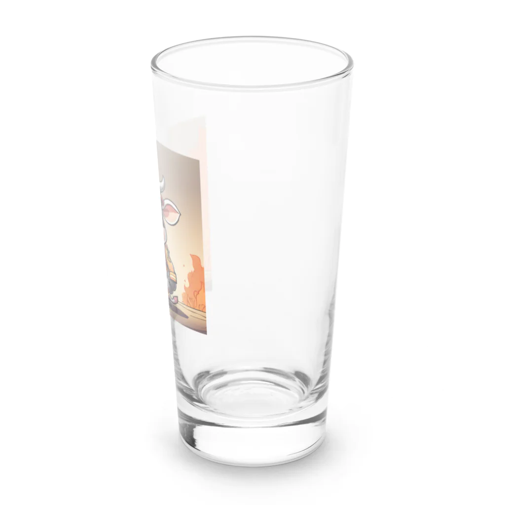 パパショップのかわいらしい牛が消防士 Long Sized Water Glass :right