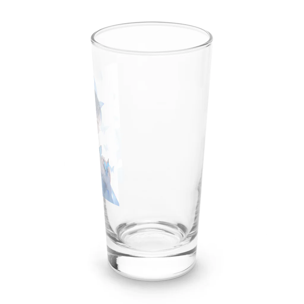 蒼のアートカフェの蒼に包まれて Long Sized Water Glass :right