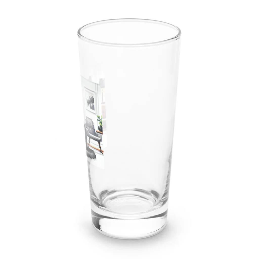 ピクセル堂のモダンレトロ：スタイリッシュなピクセル猫 Long Sized Water Glass :right