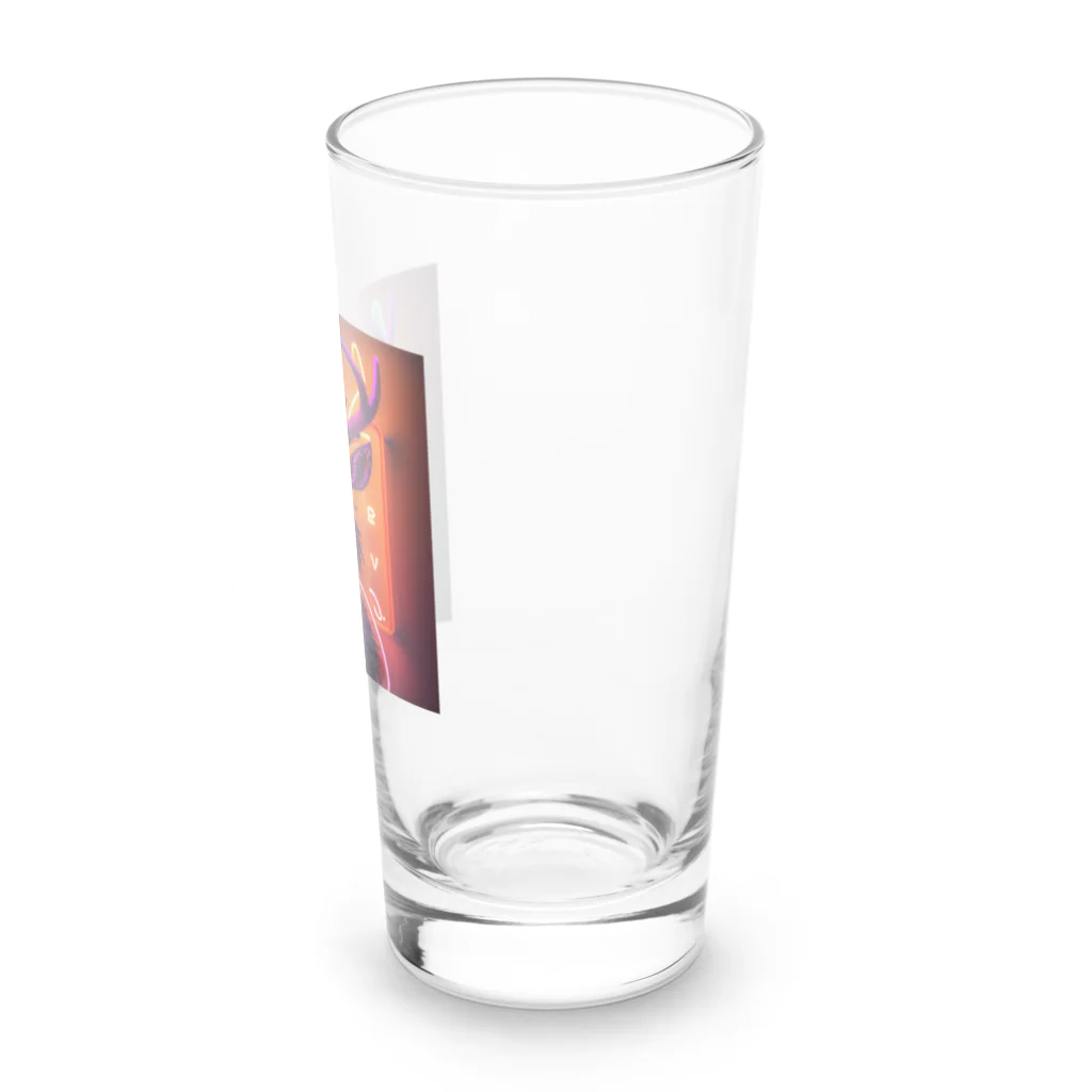 北の動物達と日常風景のポップなエゾシカ Long Sized Water Glass :right