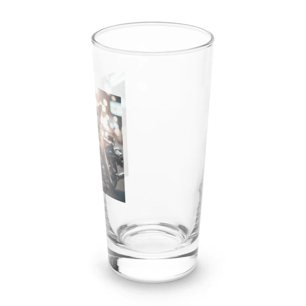 くろねこの雑貨屋のバイクに乗っているワンちゃん Long Sized Water Glass :right