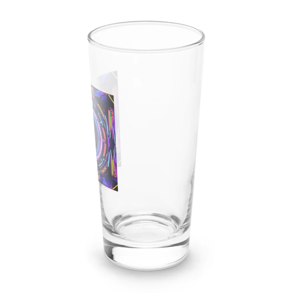 マッドシンの時計が自分自身を見る　ネオンカラーの輝く光 Long Sized Water Glass :right