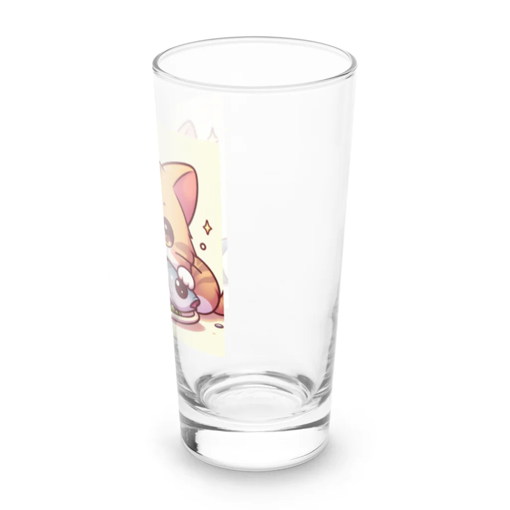 zuuu-の魚を前にドヤ顔にゃんこ☆ Long Sized Water Glass :right