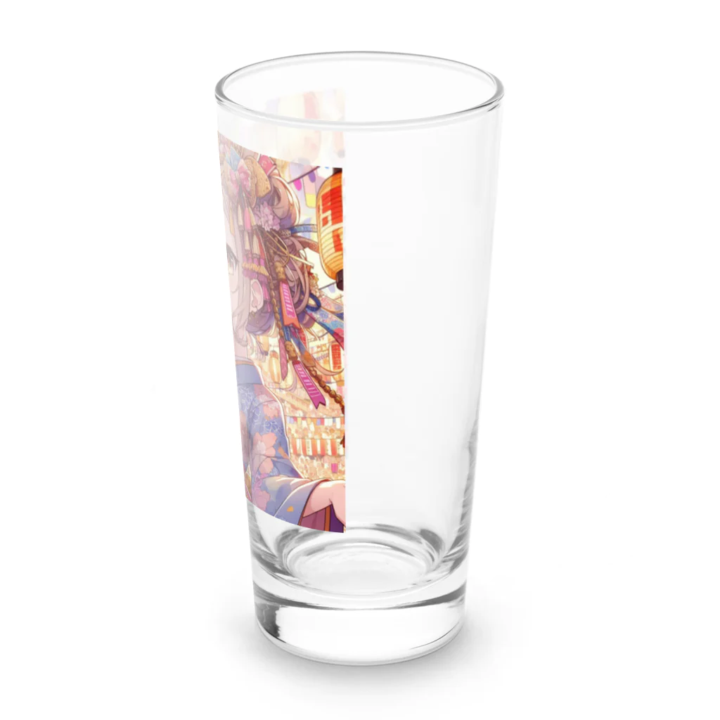 推しの美少女とアイドルのお祭りを楽しむ浴衣美少女 Long Sized Water Glass :right