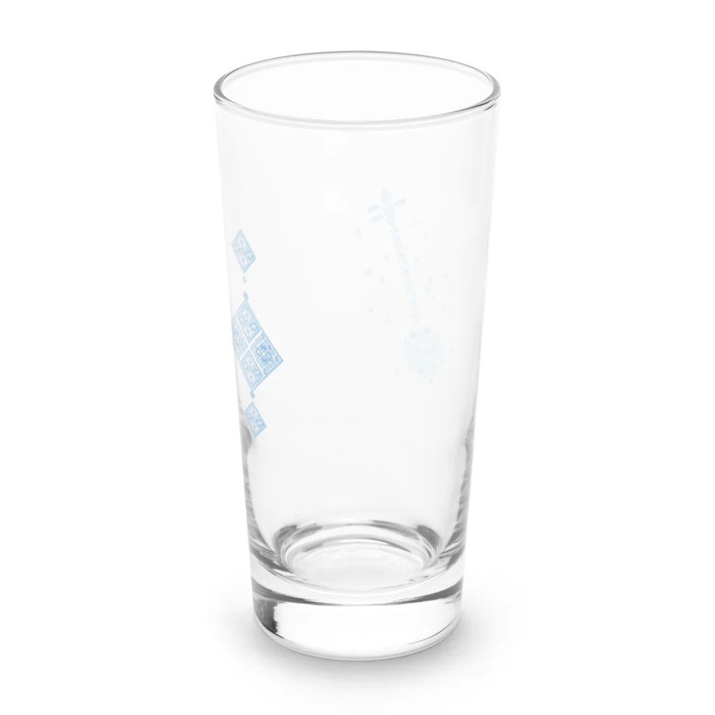 三味線が好きすぎて…の三味線とこぎん風デザイン（青） Long Sized Water Glass :right