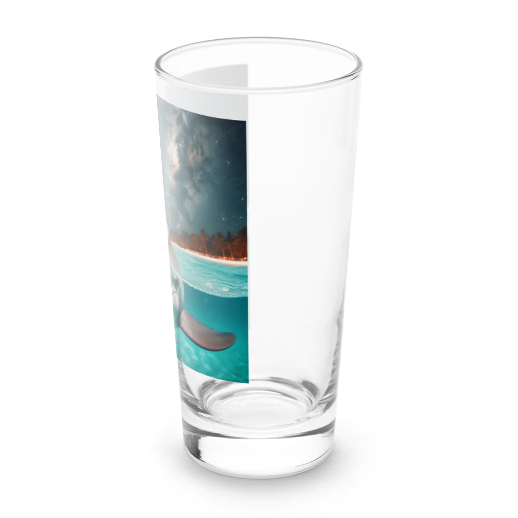 猫と紡ぐ物語のイルカと猫が海を共に泳ぐ異種間の絆が存在 Long Sized Water Glass :right