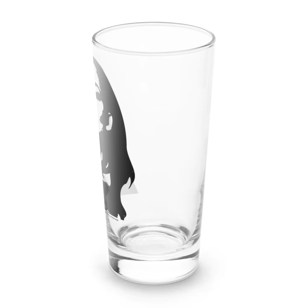 ファンシーTシャツ屋の長髪女性のモノクロデザイン Long Sized Water Glass :right