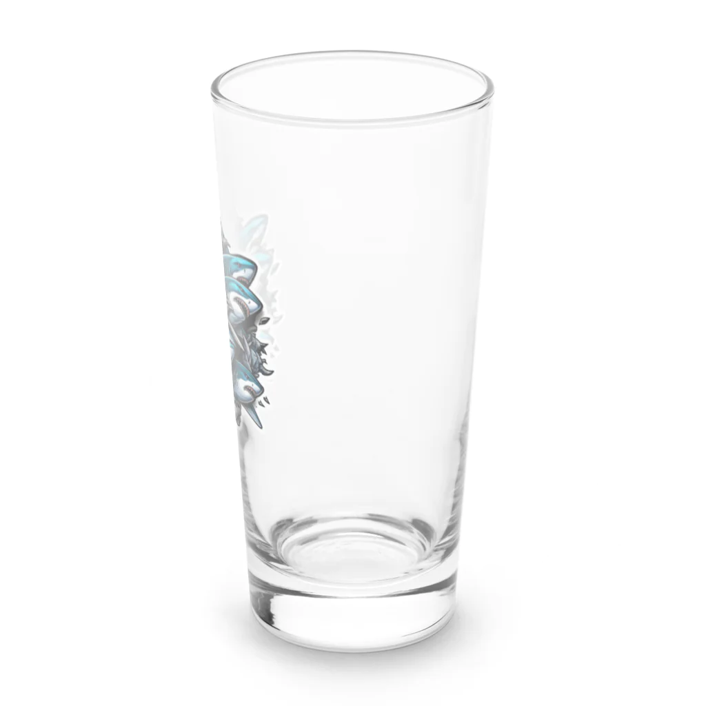 パンダマンのサメの兄弟記念写真 Long Sized Water Glass :right