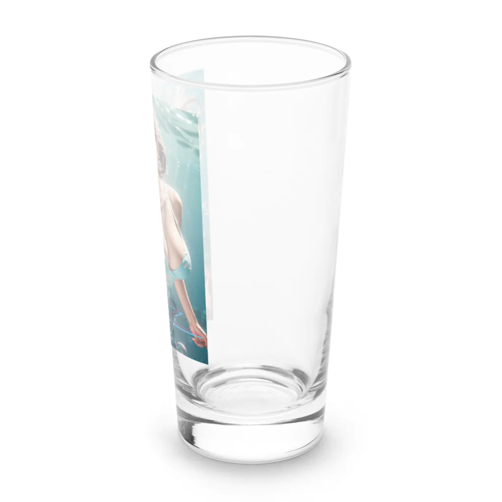 ramekoのラメ子_水着_青 Long Sized Water Glass :right