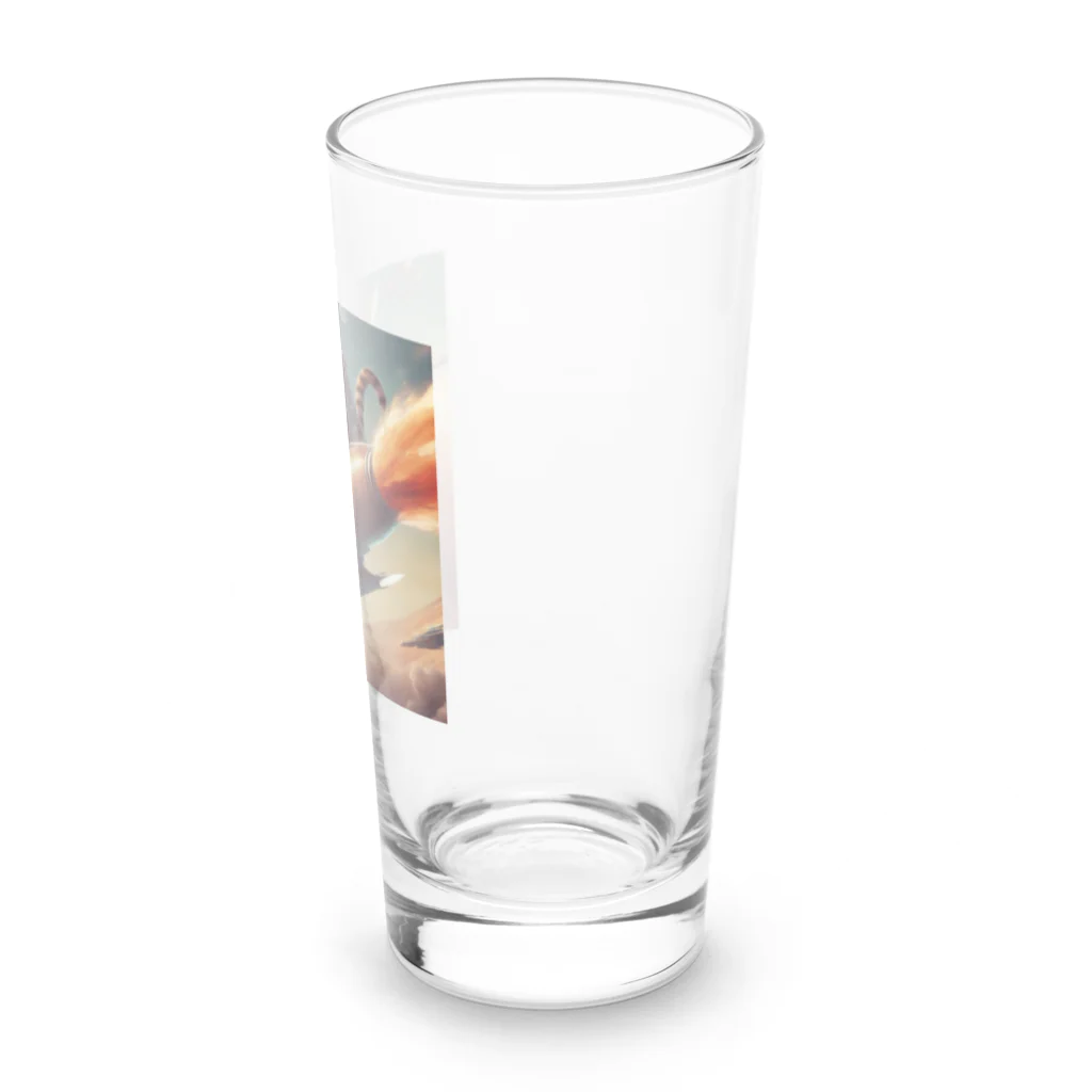 kotetsu_tyatoraのロケットに乗る茶トラ猫 Long Sized Water Glass :right