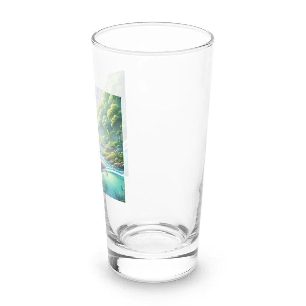 k.a.u.j.7の時間の流れを象徴する川の中でゆったりと泳ぐ、ナマケモノの姿🌿 Long Sized Water Glass :right