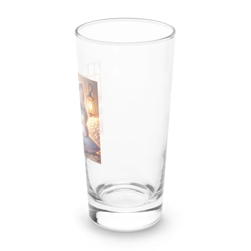 TomaTracksの骨をくわえた猫ちゃん Long Sized Water Glass :right