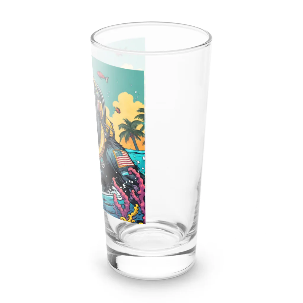 マジカルメッセージのスキューバダイビングをするゴリラ Long Sized Water Glass :right