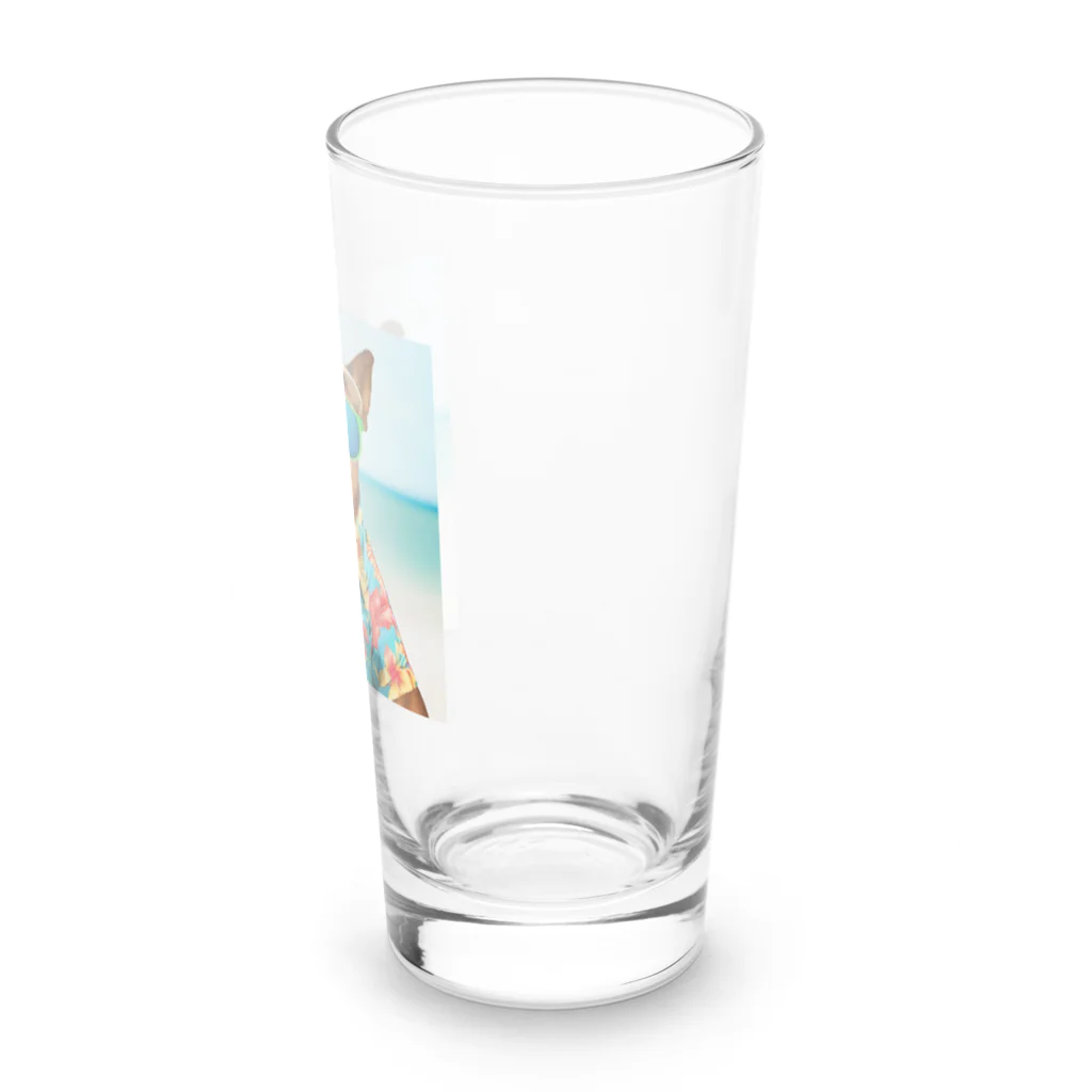 MACOCCHIのハワイアンスタイル全開！アロハシャツを着こなすかわいいワンちゃん♪ Long Sized Water Glass :right