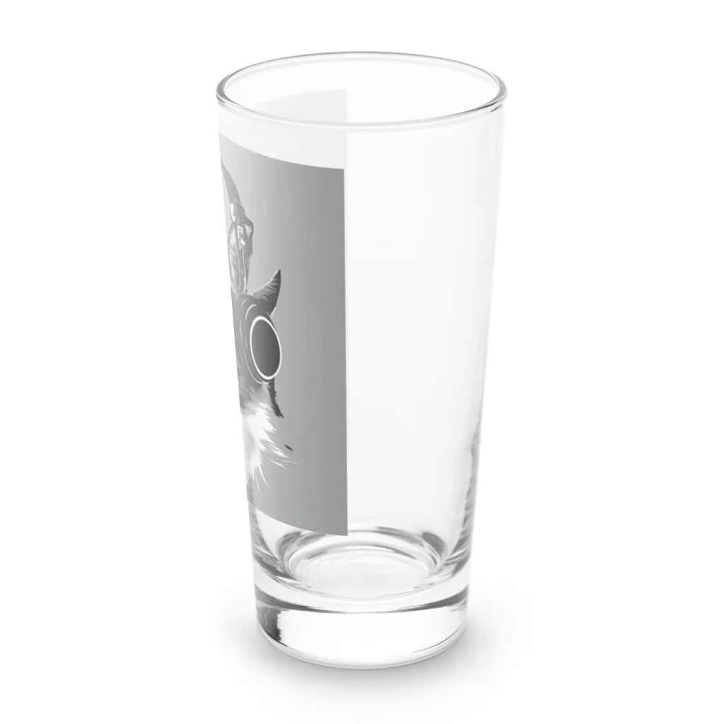 AI間違い探しのヘッドホンをした猫 Long Sized Water Glass :right