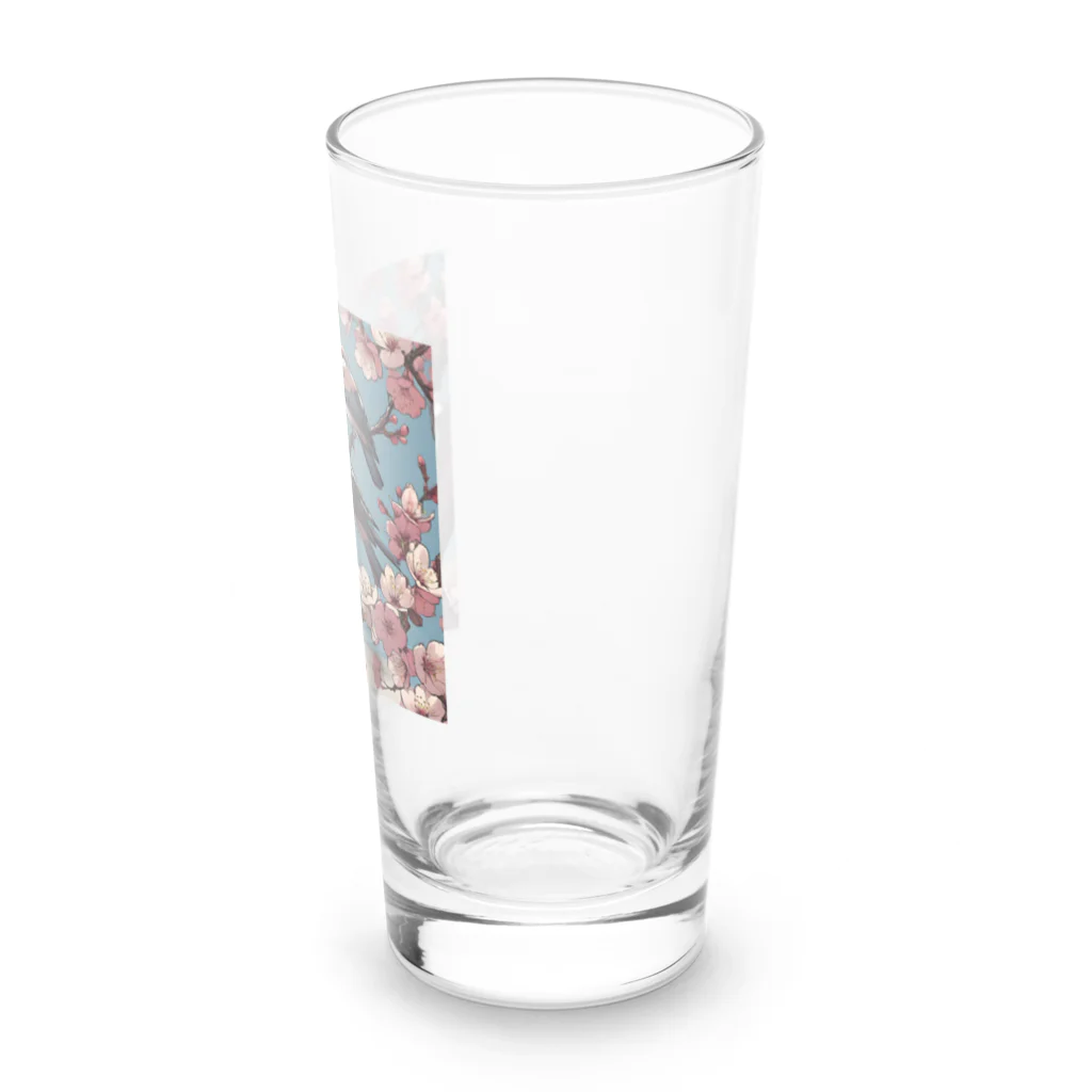 ウェブエンパイアの桜と雀（Cherry blossom & sparrow)  01 Long Sized Water Glass :right