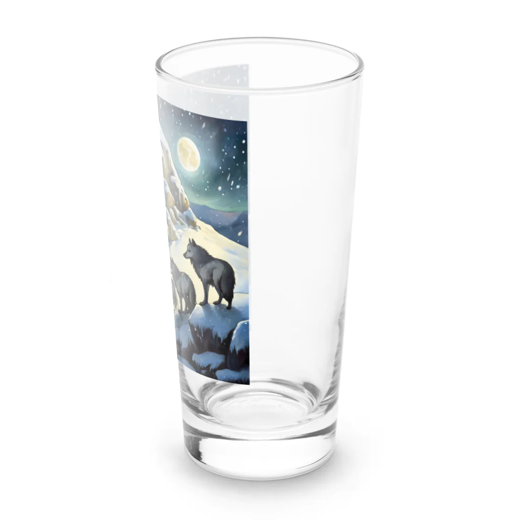 DREAMHOUSEの雪山のオオカミの群れ Long Sized Water Glass :right