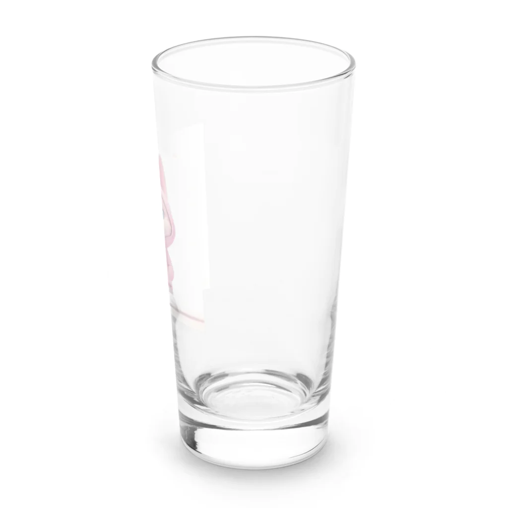 TomaTracksのピンクのパーカーをまとったクールな猫 Long Sized Water Glass :right