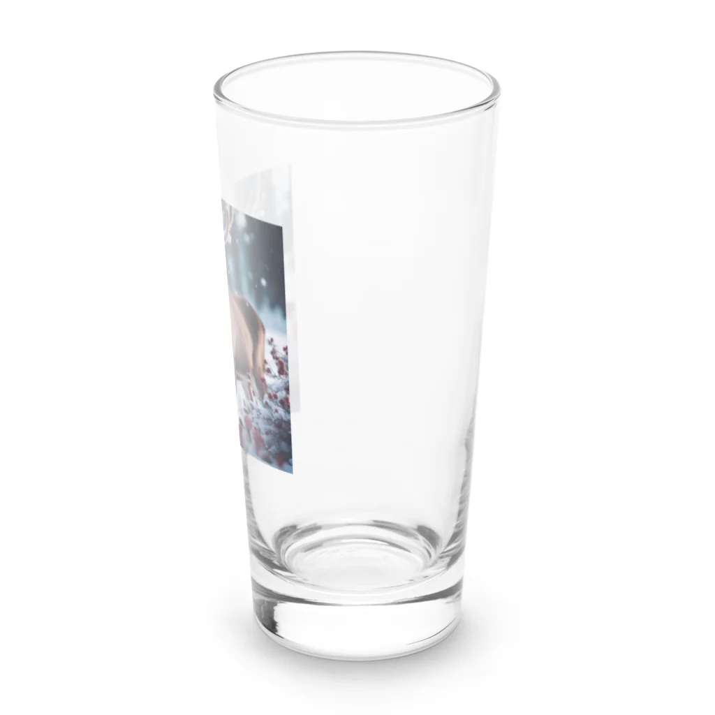 colaman0201の赤花のトナカイ Long Sized Water Glass :right