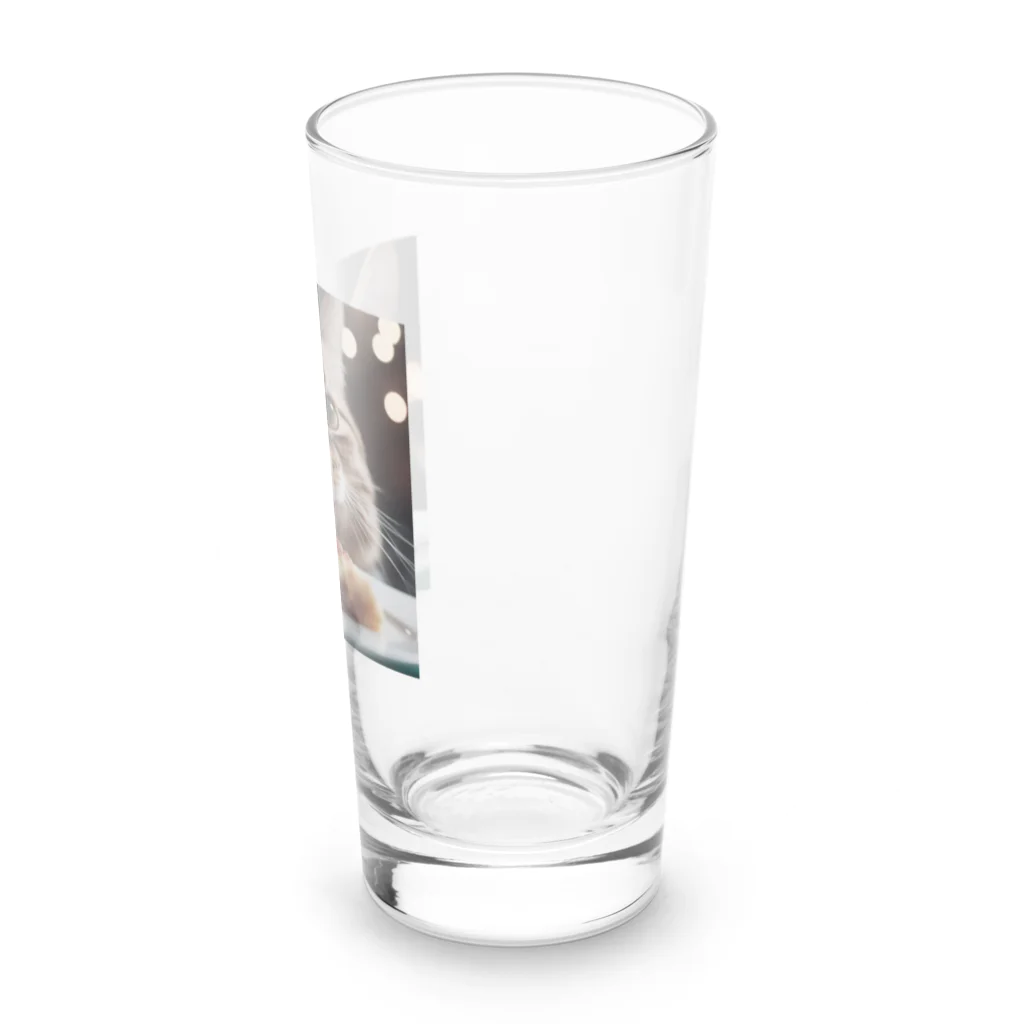 feliceのごはんを食べている猫 Long Sized Water Glass :right