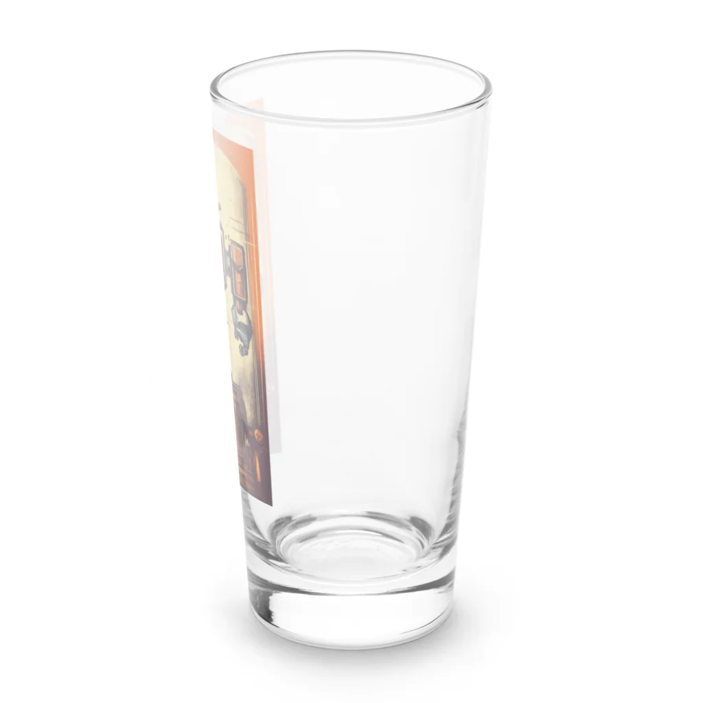 mirinconixのブリキのヴィンテージ風ロボットのイラスト Long Sized Water Glass :right