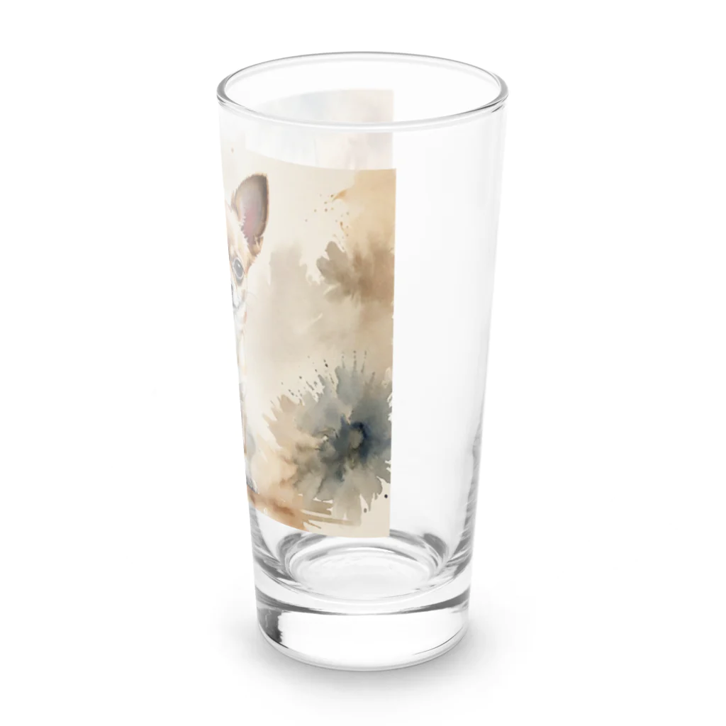 Animal Illustration shopのChihuahua　チワワ　水彩画風 Long Sized Water Glass :right