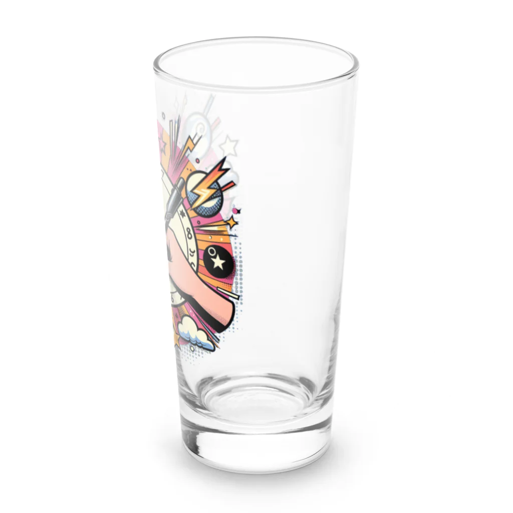 momonekokoのキャンバスに絵を描く女性 Long Sized Water Glass :right