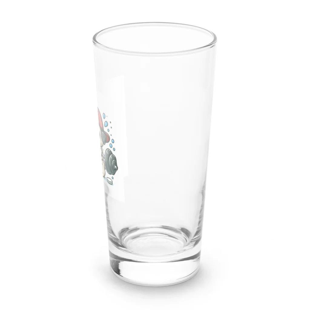 鼻ぺちゃ犬と和猫の筋トレ パグ Long Sized Water Glass :right