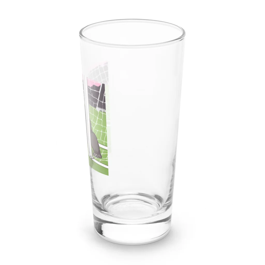 ganeshaのサッカーでゴールを守る白黒のゴリラ Long Sized Water Glass :right