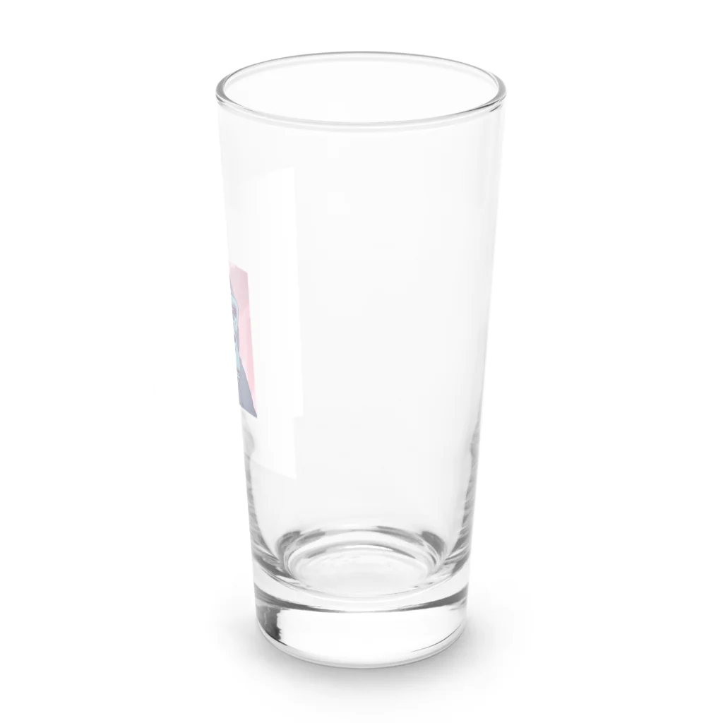 ganeshaのトライアスロンに参加する白黒のゴリラ Long Sized Water Glass :right