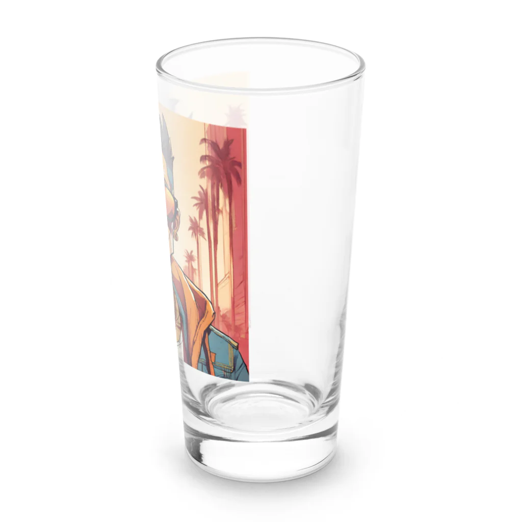 パワドラのサングラスをかけたイケオジ Long Sized Water Glass :right