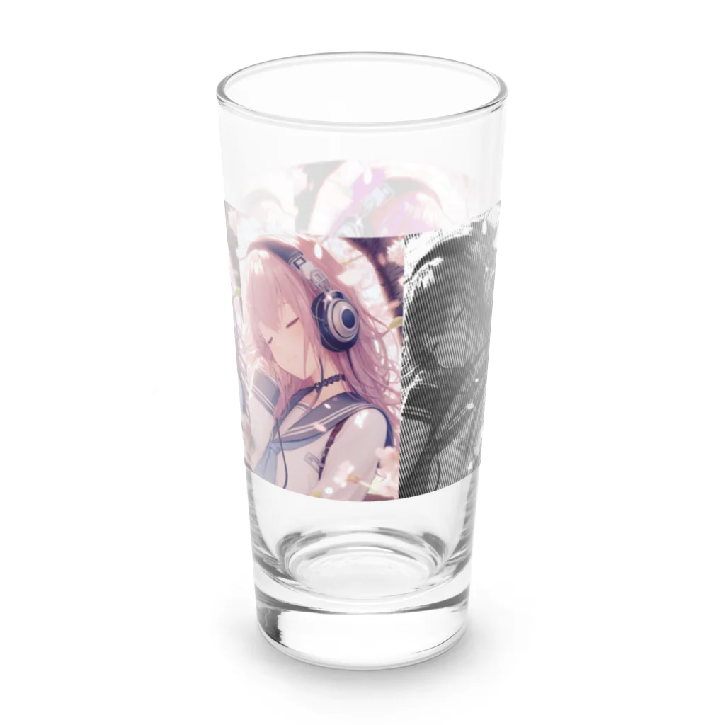 JAPAN THE HEROのヘッドフォン女子ともちゃん🌸 Long Sized Water Glass :right