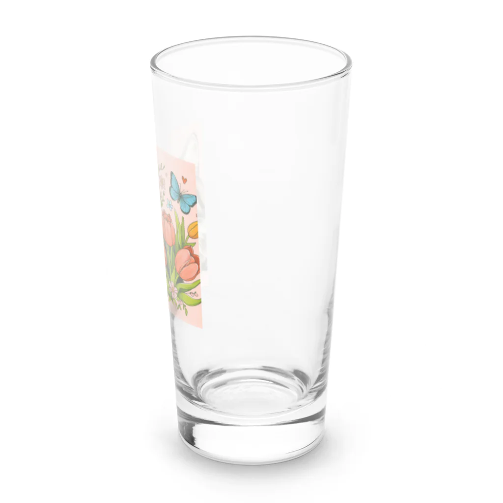 Y m @Y's shopの猫とチューリップ Long Sized Water Glass :right