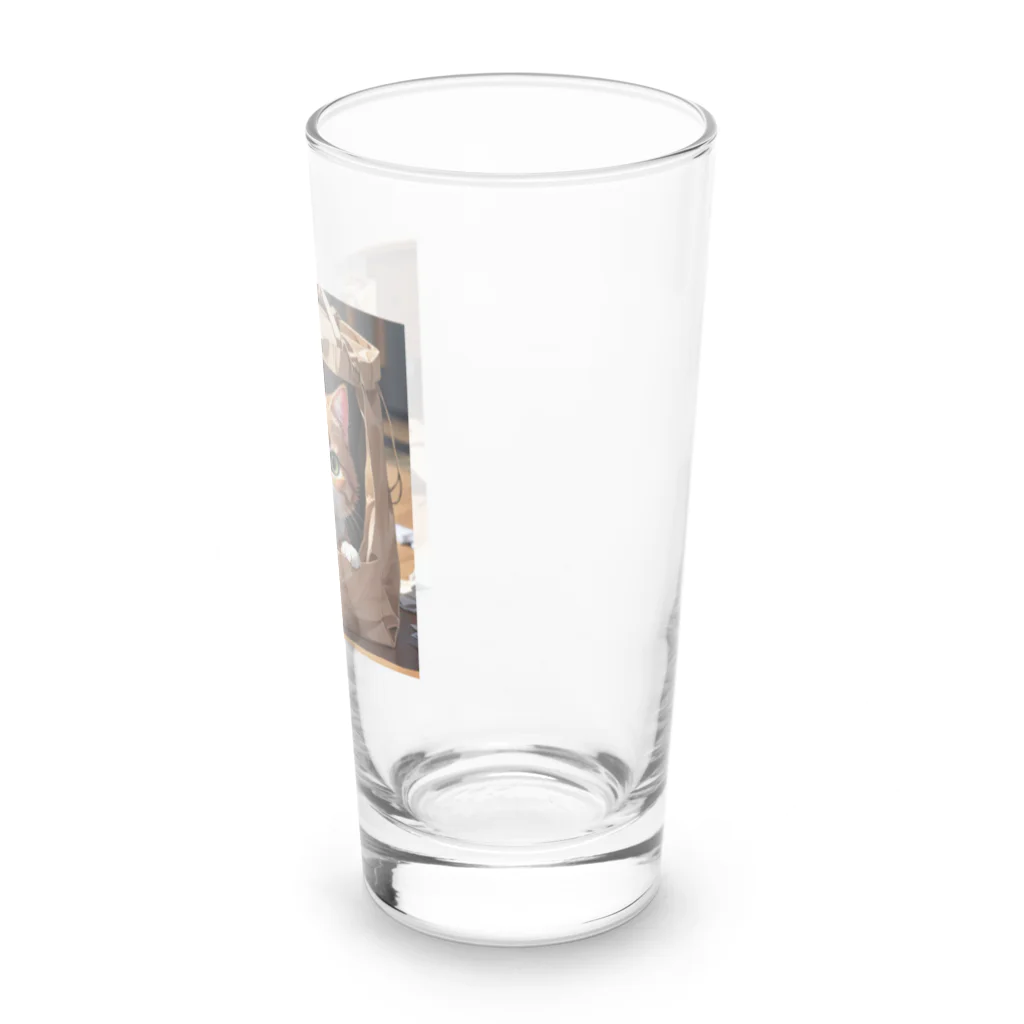 oz-chanの袋に入り込んで遊んでいる猫 Long Sized Water Glass :right